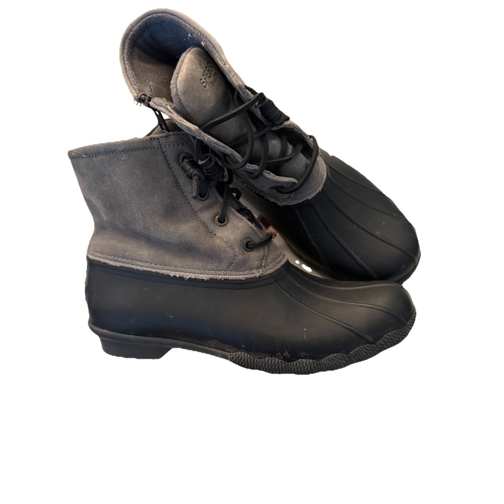 Sperry‎ Topsider Saltwater Core Boots Black Gray Women's 7.5 EUR 38 STS81732